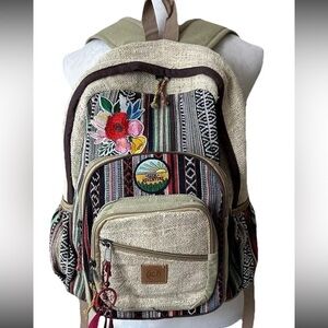 Kay Jay Styles Backapck KJ Himalayan Hemp Nepal Boho‎ Stripe Medium Rucksack
